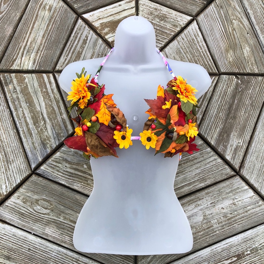 SOLD Flower Mother Nature Earth Rave Halloween Bra